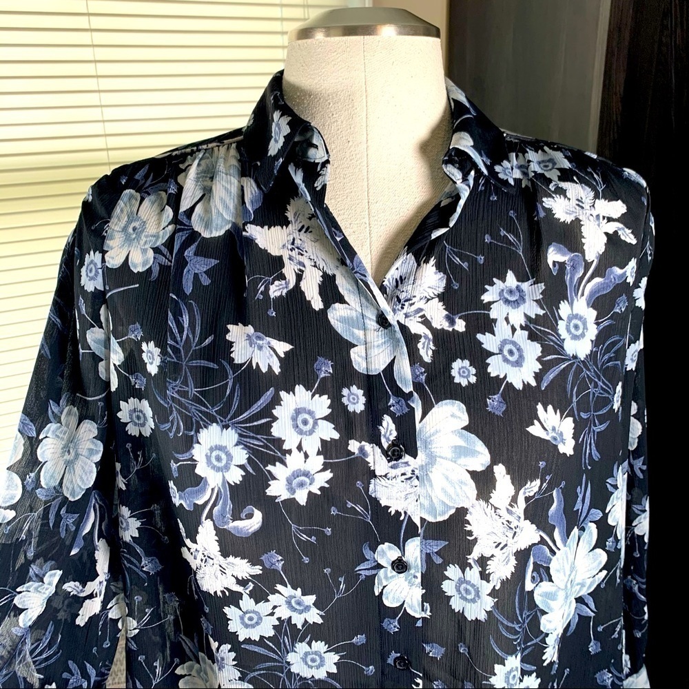 Who What Wear floral long sleeve button down top